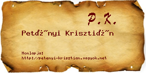 Petényi Krisztián névjegykártya